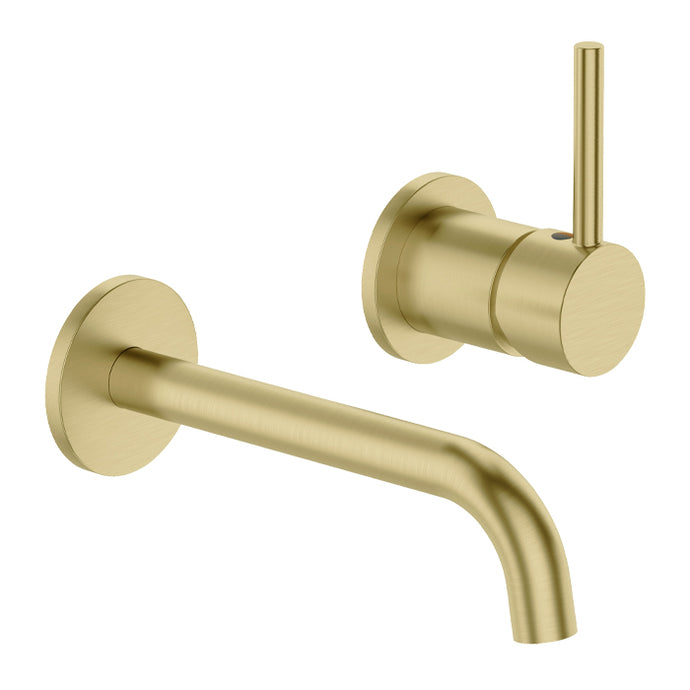 Elementi Uno Wall Mounted Basin/Bath Mixer - Brushed Brass
