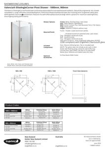 Valencia Elite Angle Corner Shower 900mm x 900mm - Metallic