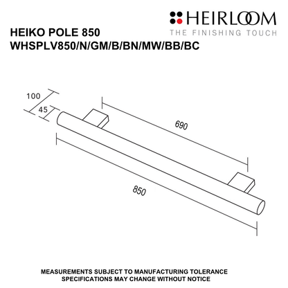 Heiko Pole Towel Warmer 850mm - 8 Colour Options
