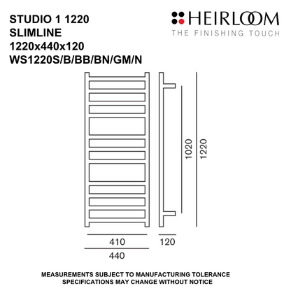 Studio 1 Slimline Towel Warmer - 2 Sizes / 3 Colour Options